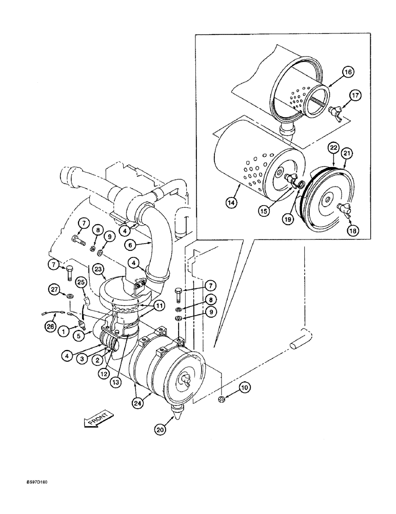 Схема запчастей Case 9045B - (2-06) - AIR CLEANER SYSTEM (02) - ENGINE