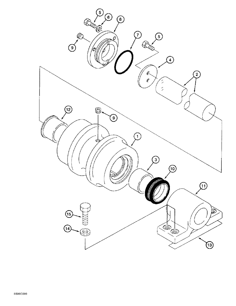 Схема запчастей Case 9045B - (5-12) - TRACK CARRIER ROLLER, SERVICE REPLACEMENT (11) - TRACKS/STEERING