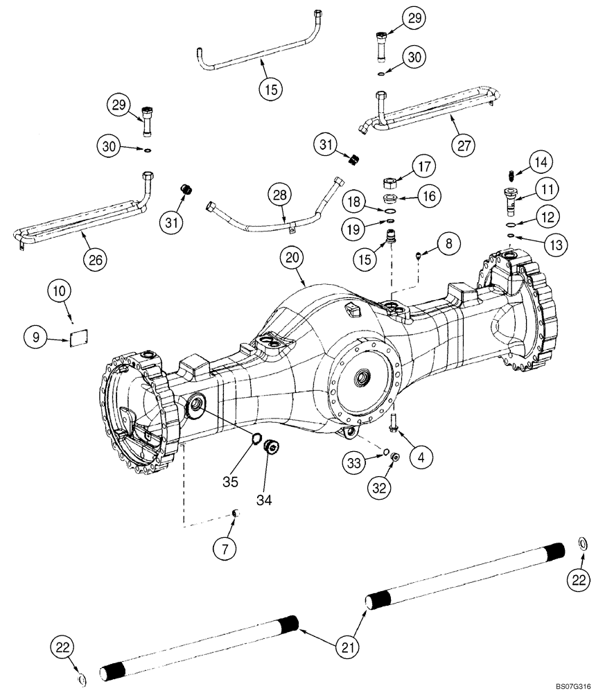 Схема запчастей Case 921C - (06-22A) - AXLE, REAR - HOUSING (06) - POWER TRAIN