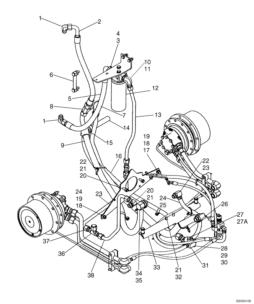 Схема запчастей Case 420CT - (06-04A) - HYDROSTATICS - PUMP, SUPPLY AND RETURN (420CT) (06) - POWER TRAIN