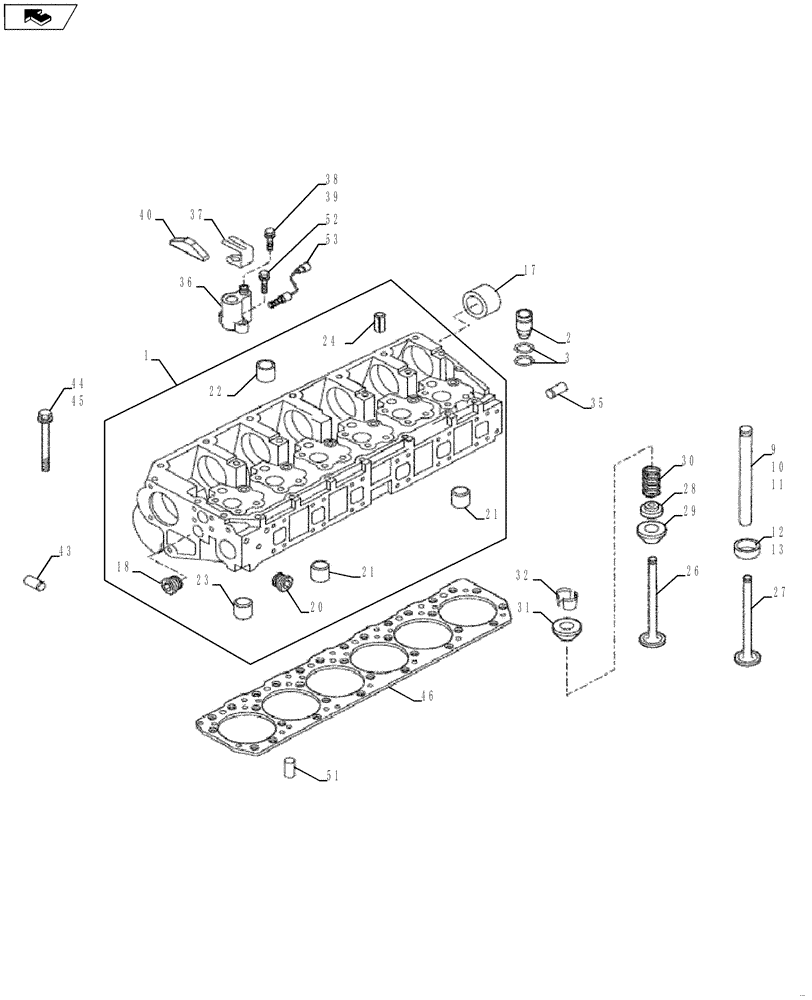 Схема запчастей Case 330B - (01A00000298[001]) - CYLINDER HEAD PARTS (87593676) (01) - ENGINE