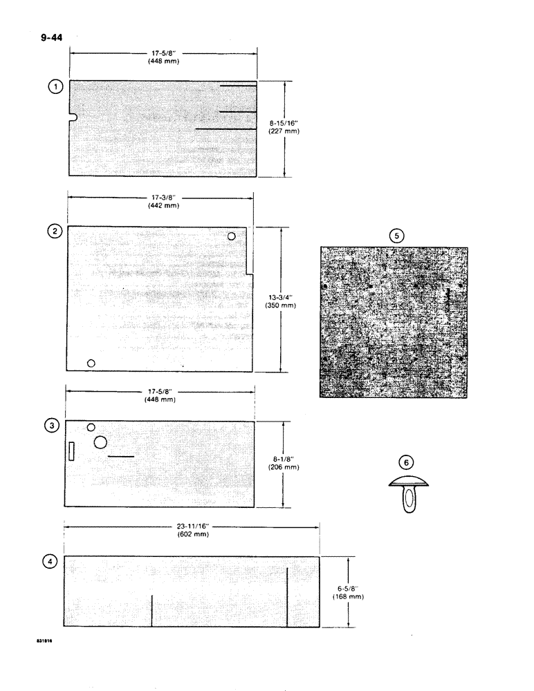 Схема запчастей Case 550 - (9-44) - NOISE REDUCTION PADS (09) - CHASSIS/ATTACHMENTS