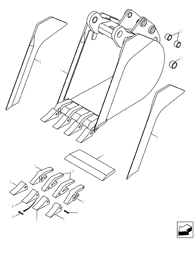 Схема запчастей Case 580SM - (84.100.01[03]) - BUCKET, UNIVERSAL BACKHOE (457 MM (18 INCH) WIDE) (84) - BOOMS, DIPPERS & BUCKETS