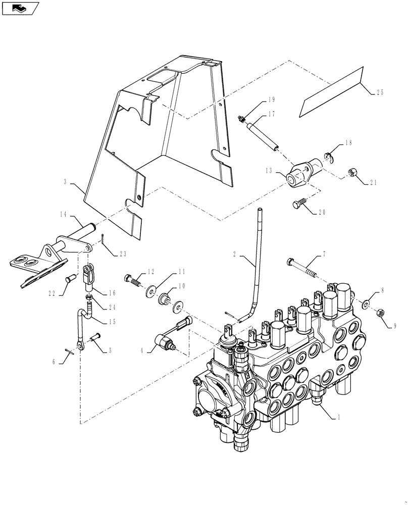 Схема запчастей Case 580SN WT - (35.726.19[02]) - VALVE INSTALL - BACKHOE CONTROL, 8 SPOOL (HAND SWING) (35) - HYDRAULIC SYSTEMS