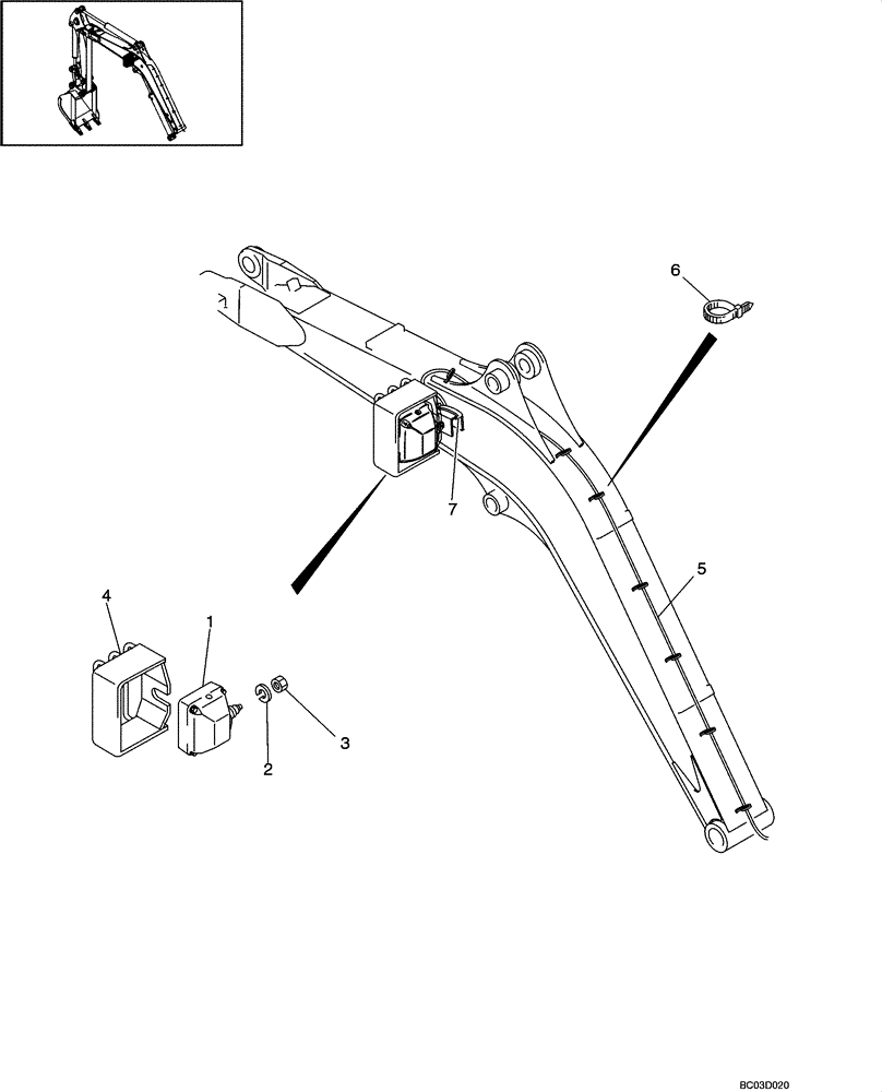 Схема запчастей Case CX36 - (04-13[00]) - LAMP MOUNTING - BOOM (04) - ELECTRICAL SYSTEMS