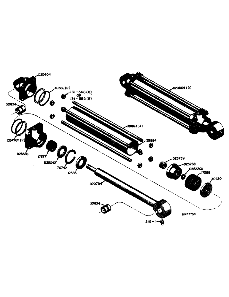 Схема запчастей Case 31 - (035) - D20664 HYDRAULIC LIFT CYLINDERS 