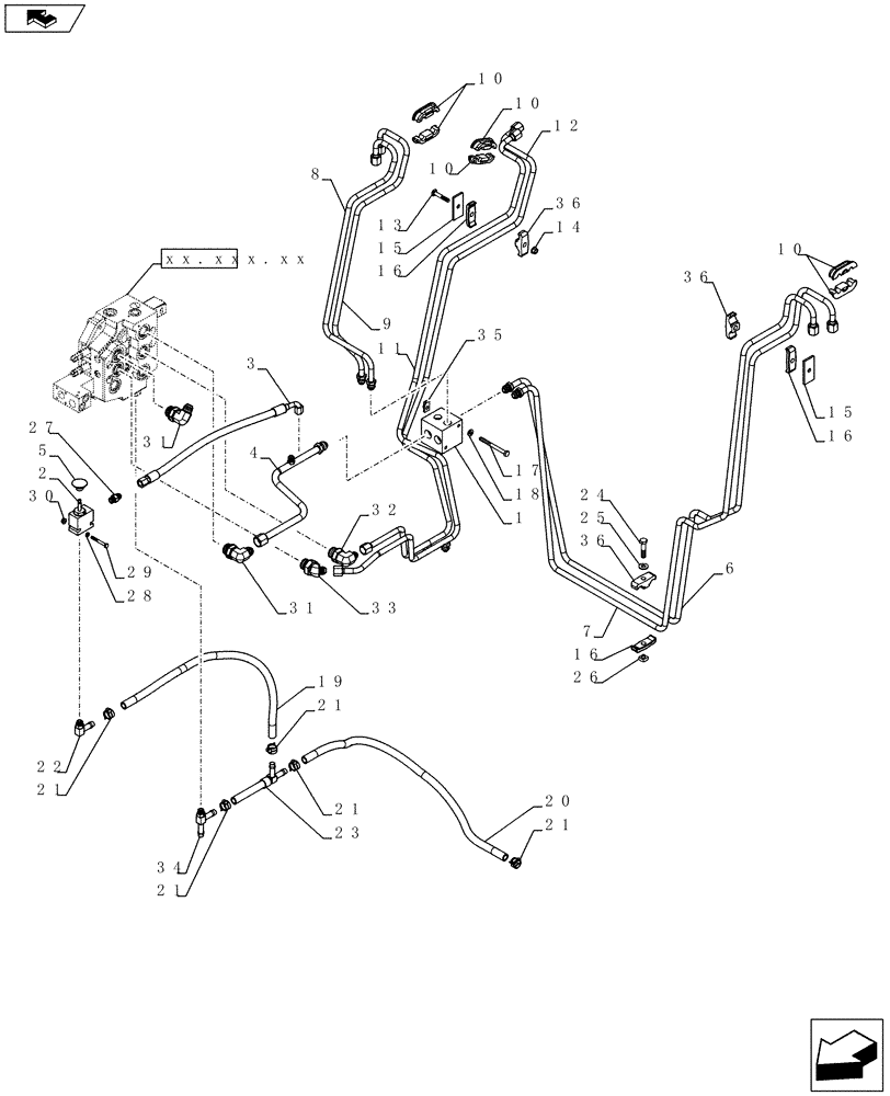 Схема запчастей Case SR175 - (35.701.AX[01]) - LOADER VALVE PLUMBING (SR175,SR200,TR270) (35) - HYDRAULIC SYSTEMS