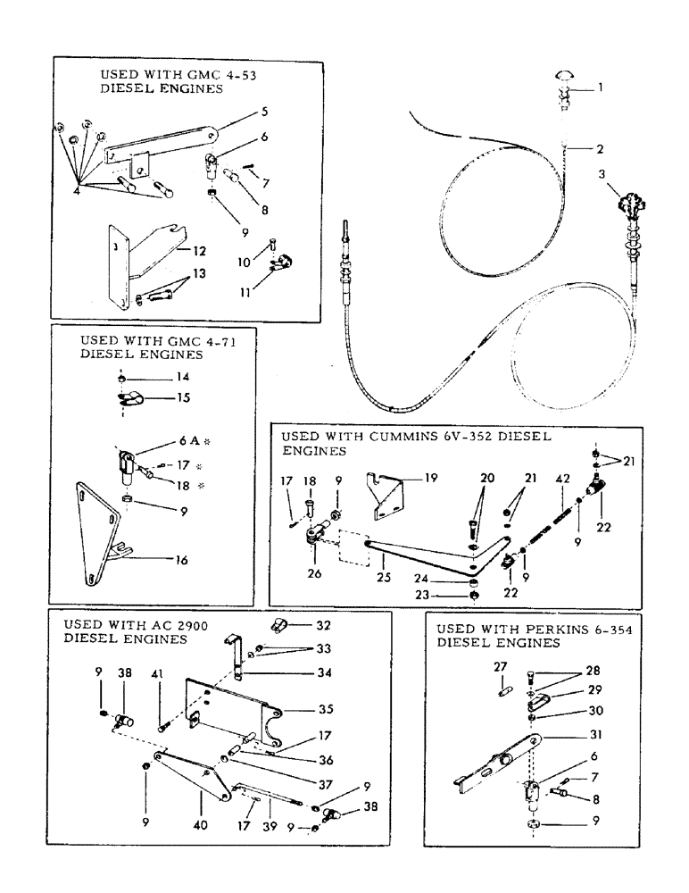 Схема запчастей Case 40EC - (C20) - SHUT OFF, THROTTLE AND BRACKETS, (FOR GMC 4-71, GMC 4-53 (01) - ENGINE