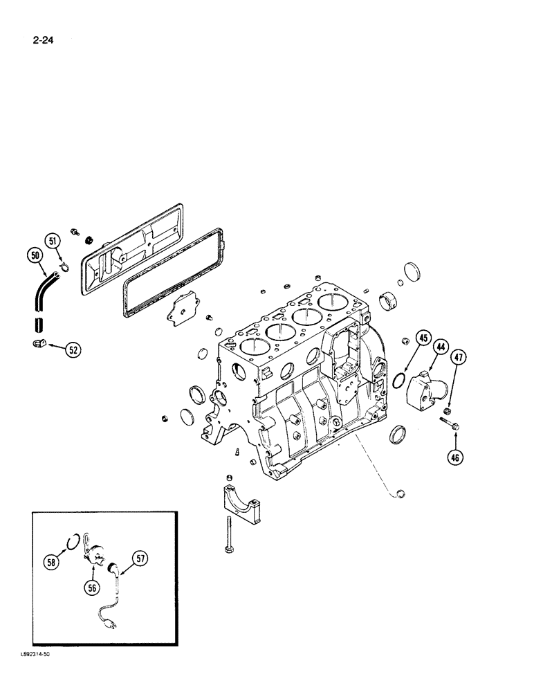 Схема запчастей Case 550 - (2-24) - CYLINDER BLOCK, 4-390 ENGINE (02) - ENGINE