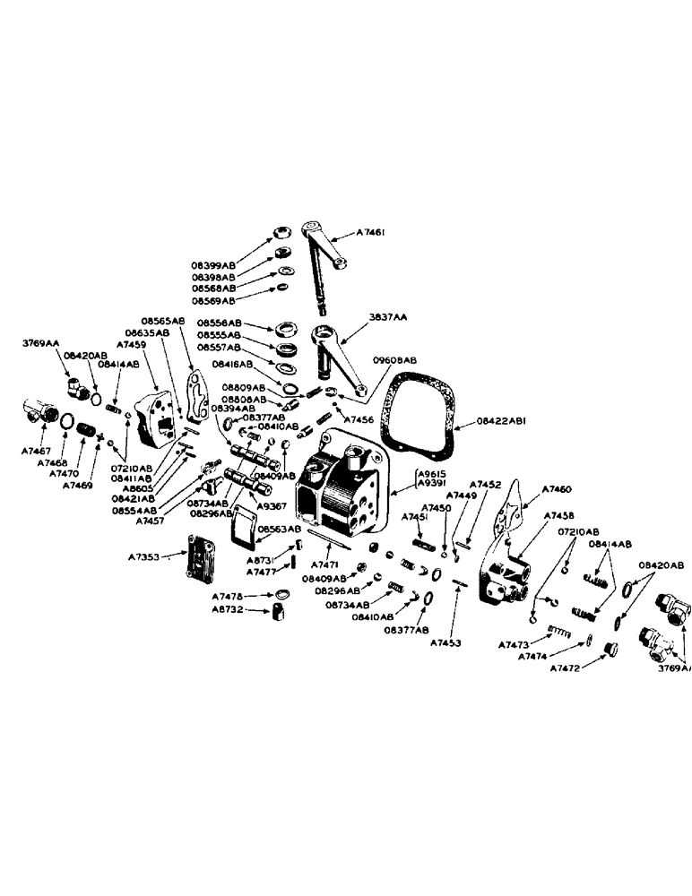 Схема запчастей Case 425 - (123) - HYDRAULIC FLOAT VALVE AND PUMP ASSEMBLY, FOR TRACTORS WITH EAGLE HITCH (35) - HYDRAULIC SYSTEMS