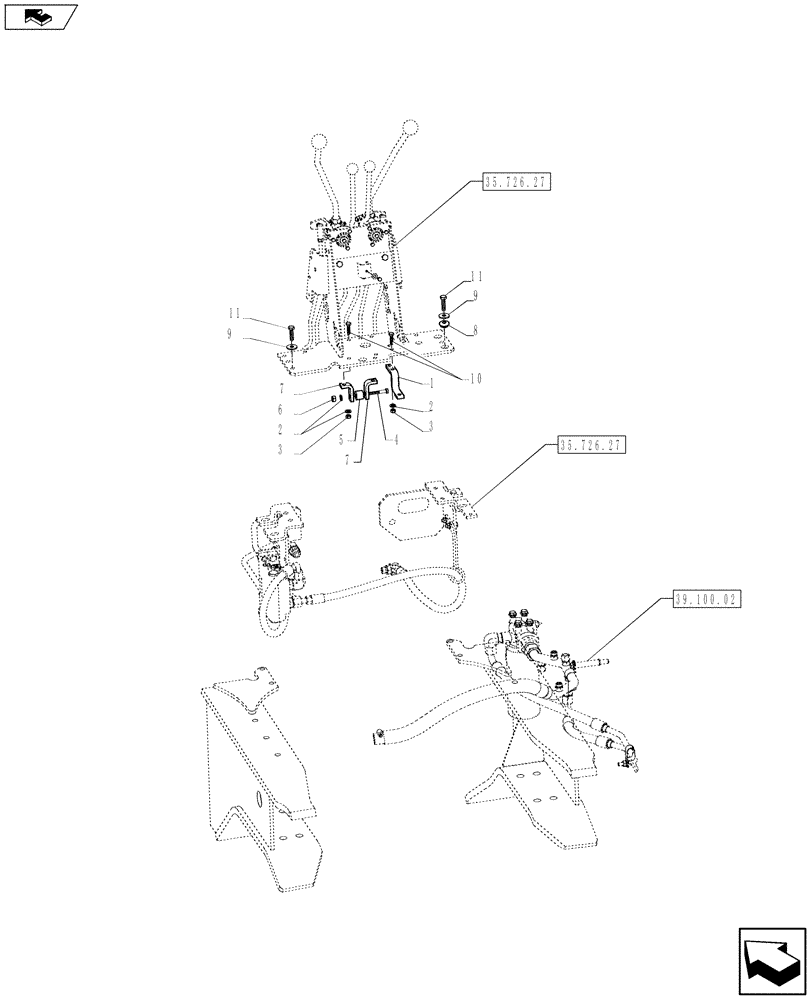 Схема запчастей Case 580SN WT - (35.726.32) - CONTROL - BACKHOE, 2 LEVER (35) - HYDRAULIC SYSTEMS