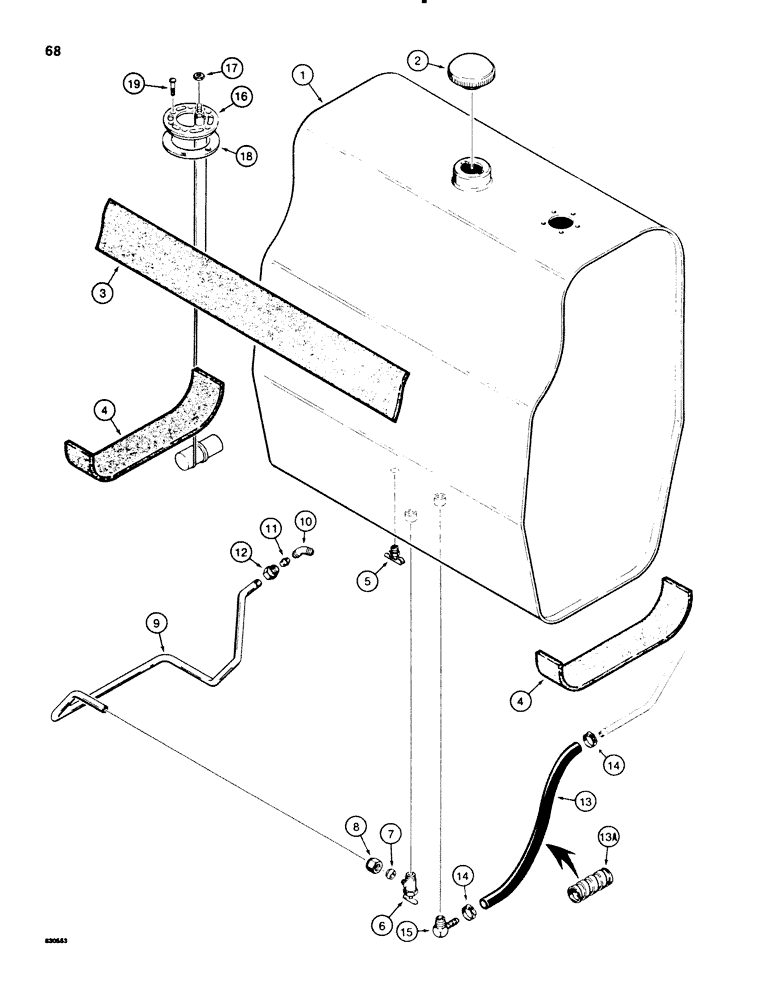 Схема запчастей Case 580SE - (068) - FUEL TANK AND FUEL LINES (03) - FUEL SYSTEM