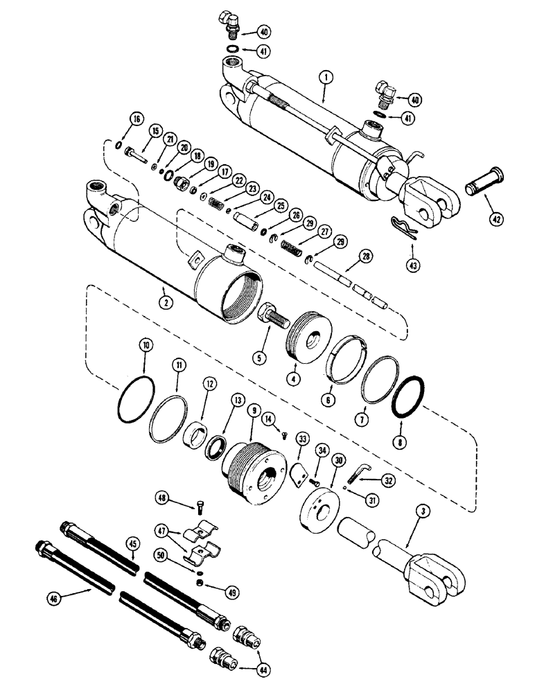 Схема запчастей Case 580 - (155E) - 3-1/4" X 8" REMOTE HYDRAULIC CYLINDER, WITH HYDRAULIC LIMIT STOP ROCK ISLAND CYLINDER (35) - HYDRAULIC SYSTEMS