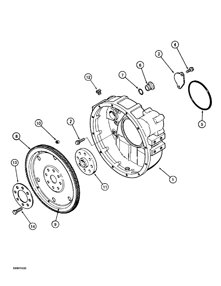 Схема запчастей Case 570LXT - (2-048) - FLYWHEEL AND HOUSING, 4-390 ENGINE, 4T-390 ENGINE (02) - ENGINE