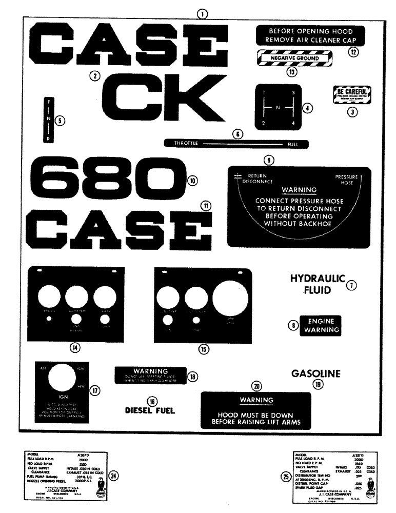 Схема запчастей Case 680CK - (136) - DECALS 