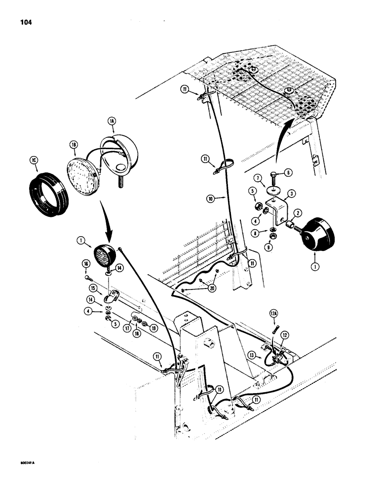 Схема запчастей Case 1835 - (104) - LAMPS (04) - ELECTRICAL SYSTEMS