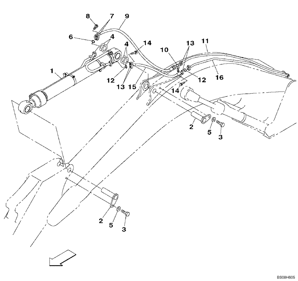 Схема запчастей Case CX470B - (08-12A) - HYDRAULICS - ARM CYLINDER LINE (08) - HYDRAULICS