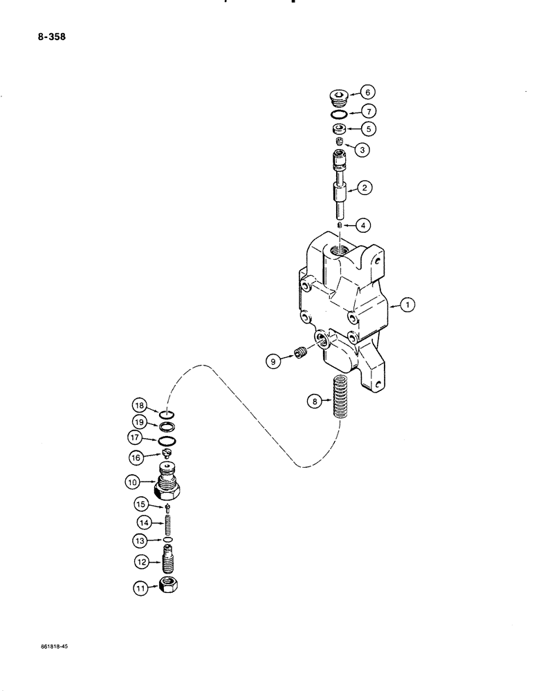 Схема запчастей Case 580K - (08-358) - LOADER CONTROL VALVE, INLET SECTION, WITH STEERING RELIEF VALVE (08) - HYDRAULICS