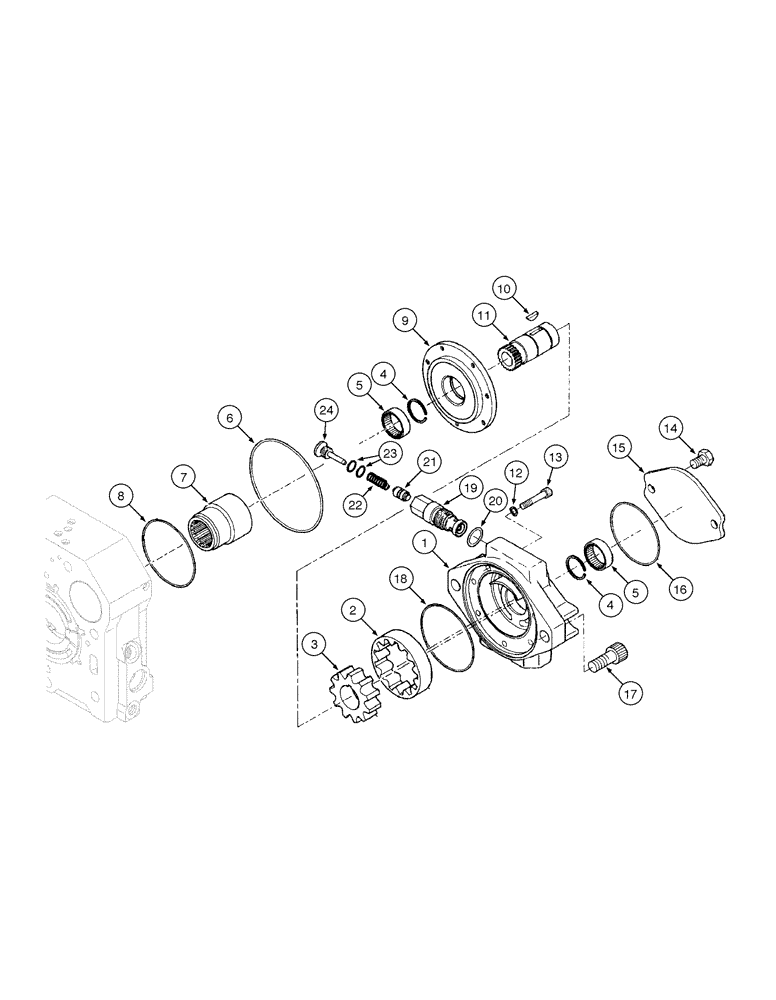 Схема запчастей Case 865 AWD - (08-020[01]) - FRONT WHEEL DRIVE HYDRAULIC PUMP - ASSEMBLY (08) - HYDRAULICS