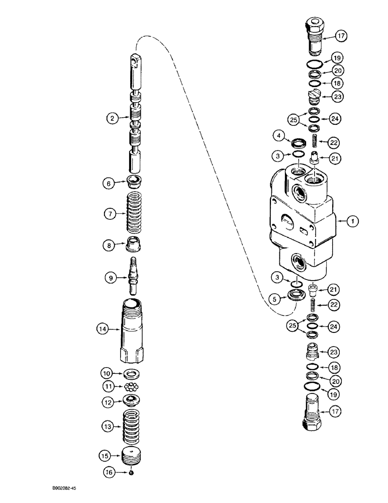 Схема запчастей Case 580SK - (8-072) - LOADER CONTROL VALVE, LIFT SECTION, WITH MANUAL DETENT (08) - HYDRAULICS