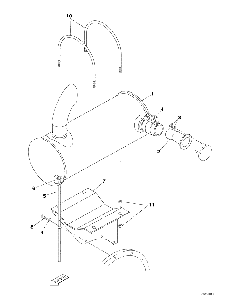 Схема запчастей Case CX135SR - (02-04) - EXHAUST SYSTEM - MUFFLER (02) - ENGINE