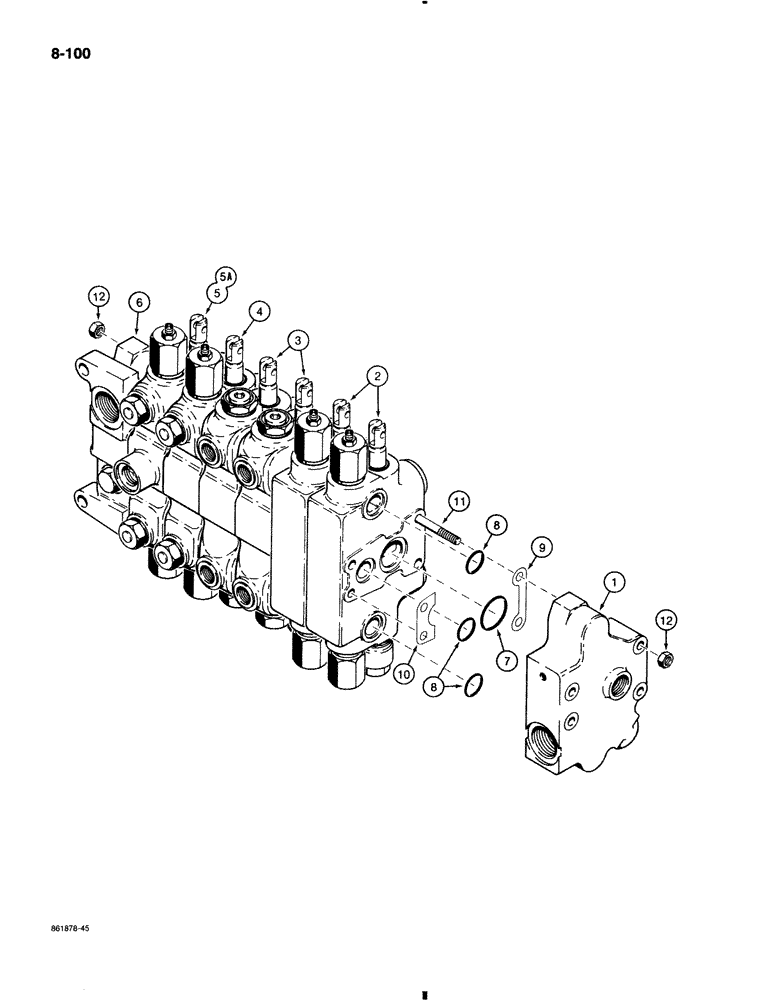 Схема запчастей Case 580K - (8-100) - BACKHOE CONTROL VALVES, MODELS WITHOUT EXTENDABLE DIPPER (08) - HYDRAULICS