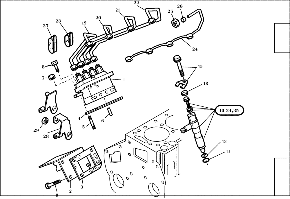 Схема запчастей Case 221D - (95.017[001]) - INJECTION SYSTEM (S/N 581101-UP) (10) - ENGINE