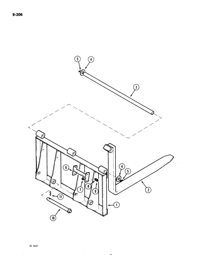 Схема запчастей Case 1825 - (9-206) - 30 INCH (760 MM) PALLET FORK (09) - CHASSIS/ATTACHMENTS