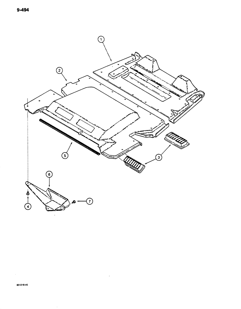 Схема запчастей Case 680K - (9-494) - CAB HEADLINER AND WINDSHIELD WIPER COVERS (09) - CHASSIS/ATTACHMENTS