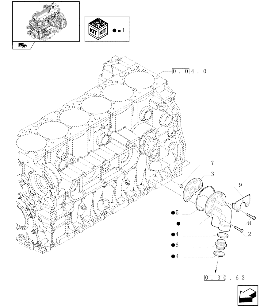 Схема запчастей Case F2CE9684H E010 - (0.30.2) - FILTER ENGINE OIL (504221058) 