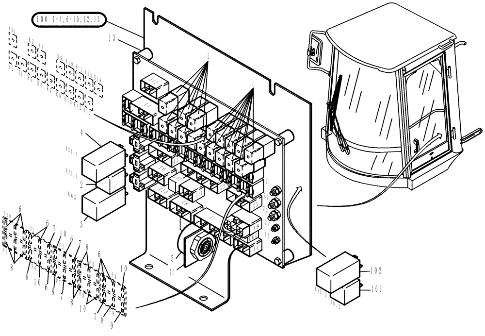 Схема запчастей Case 221D - (32.152[002]) - CENTRAL ELECTRONIC FAST GEAR (OPTION) (S/N 581101-UP) (55) - ELECTRICAL SYSTEMS