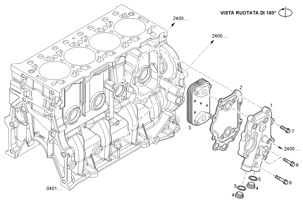 Схема запчастей Case F5CE9454G A001 - (3100.163) - OIL - WATER HEAT EXCHANGER (10) - ENGINE