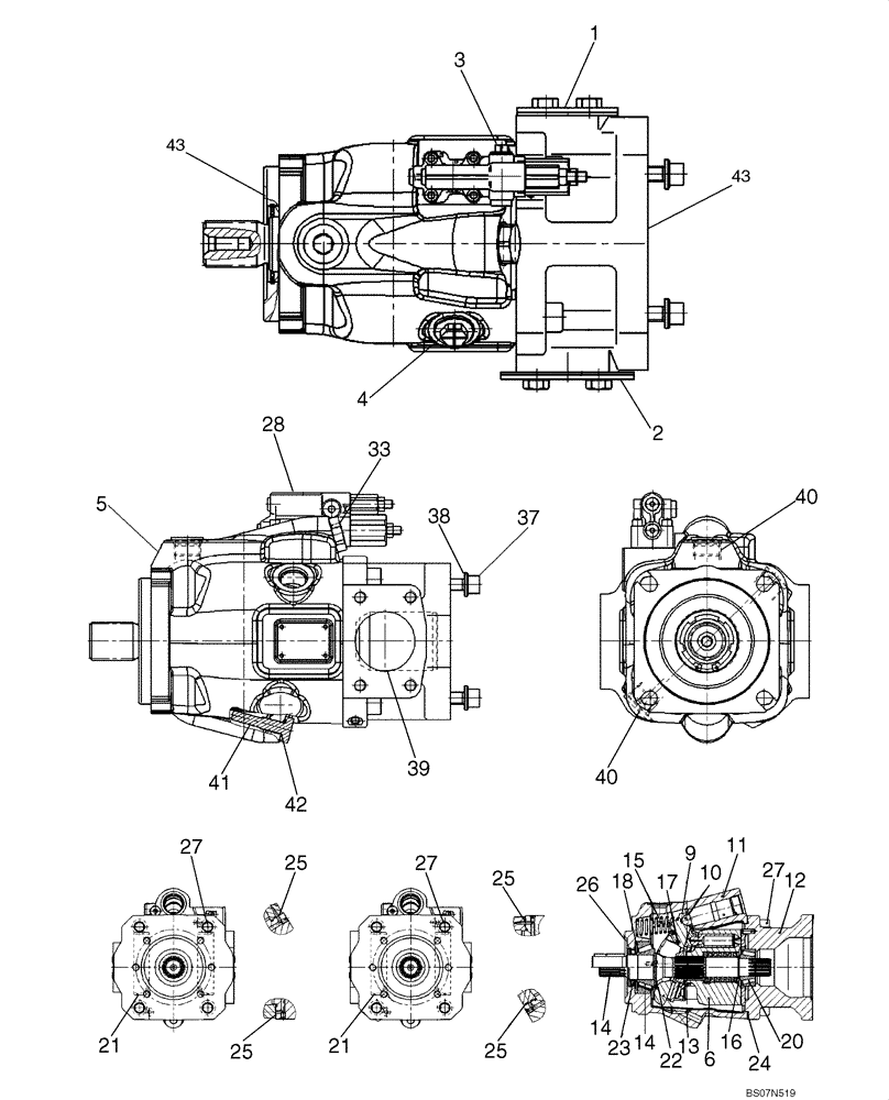 Схема запчастей Case 921E - (08-33) - PUMP ASSY - FRONT (08) - HYDRAULICS