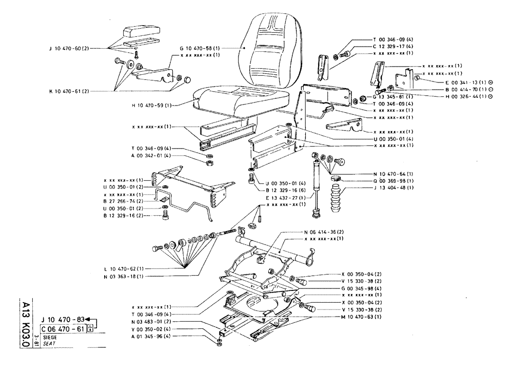 Схема запчастей Case 75C - (A13 K03.0) - SEAT (05) - UPPERSTRUCTURE CHASSIS