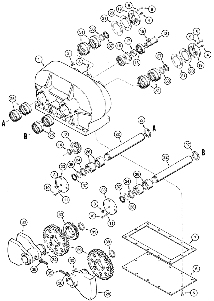 Схема запчастей Case 960 - (09-51) - PLOW GEARBOX ASSY (09) - CHASSIS