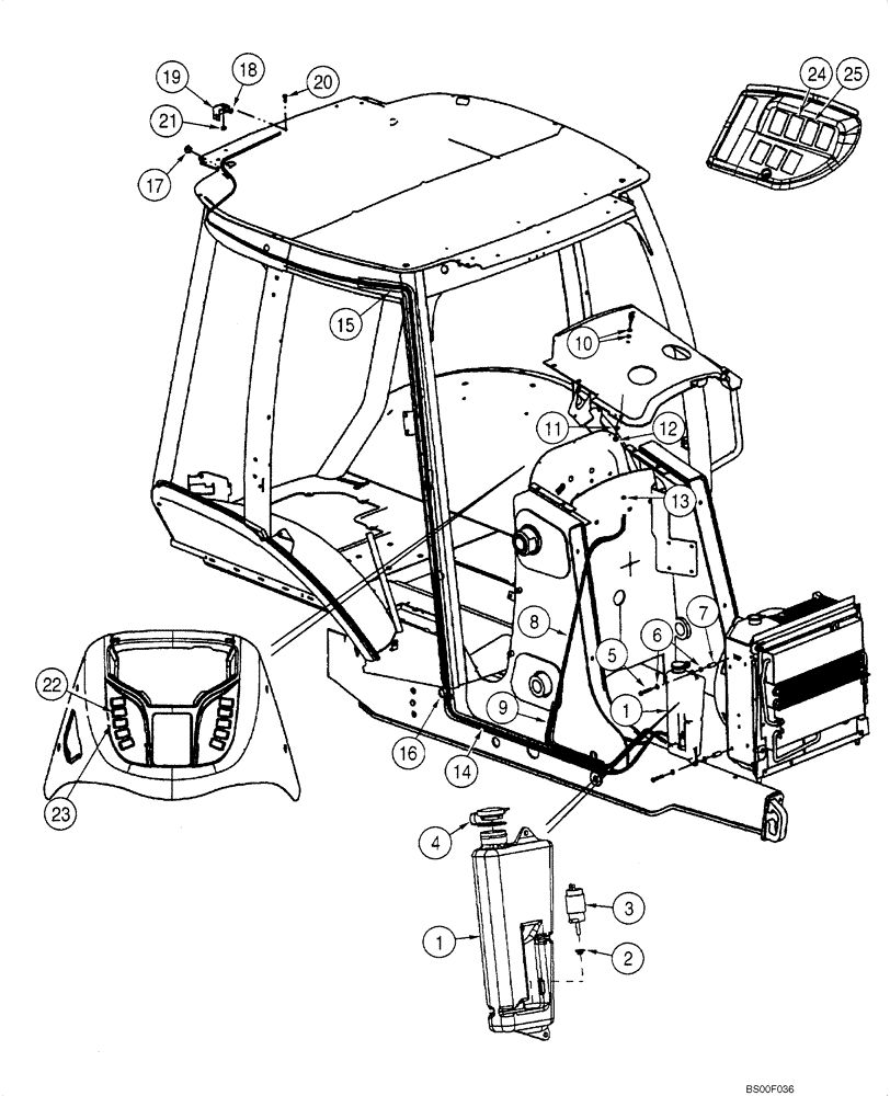 Схема запчастей Case 580M - (09-62) - CAB - WASHER, WINDSHIELD (09) - CHASSIS/ATTACHMENTS