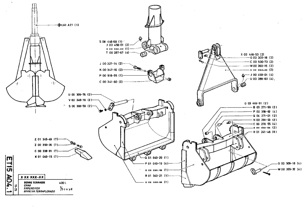 Схема запчастей Case TY45 - (ET15 A04.1) - GRAB - 400 L (1/2 CU. YD.) (18) - ATTACHMENT ACCESSORIES