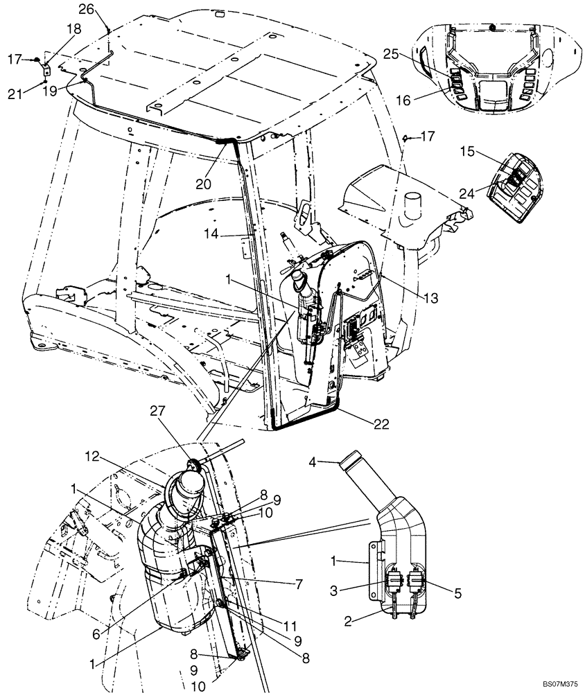 Схема запчастей Case 590SM - (09-57) - CAB - WASHER, WINDSHIELD (09) - CHASSIS/ATTACHMENTS