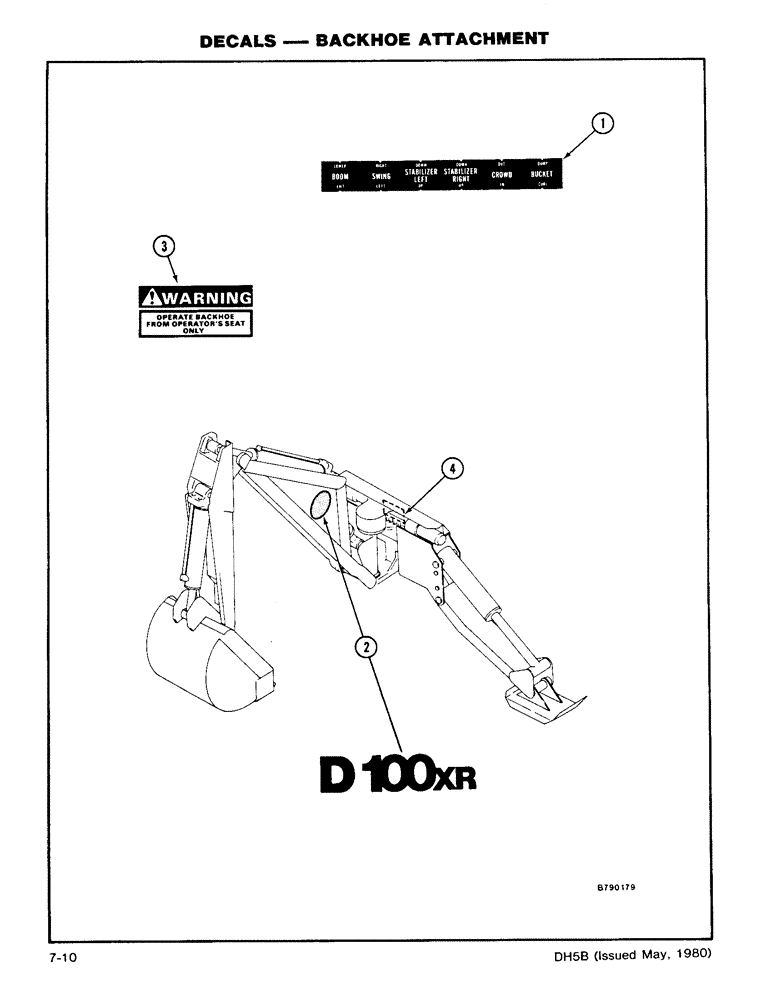 Схема запчастей Case DH5 - (7-10) - DECALS - BACKHOE ATTACHMENT (90) - PLATFORM, CAB, BODYWORK AND DECALS