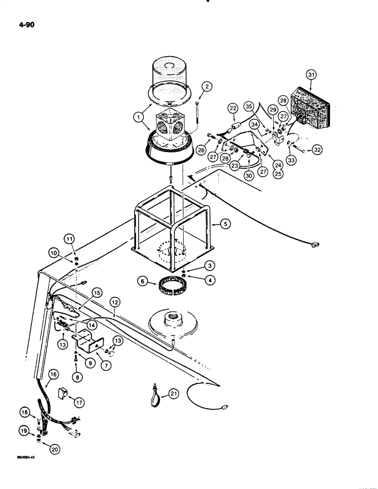 Схема запчастей Case W20C - (4-090) - LAMPS & ROTATING BEACON, USED ON MODELS W/ L70706 CANOPY USED ON W20C P.I.N. 9155766 AND AFTER (04) - ELECTRICAL SYSTEMS