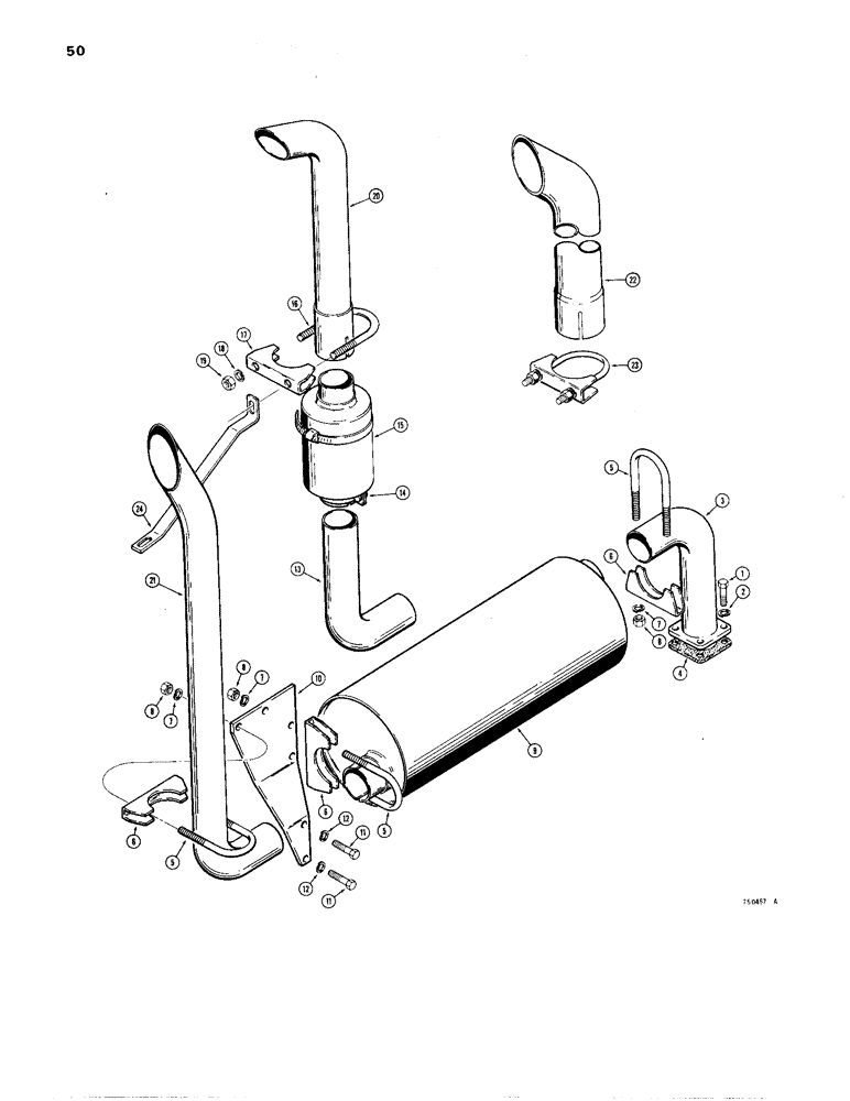 Схема запчастей Case W24B - (050) - EXHAUST SYSTEM (02) - ENGINE