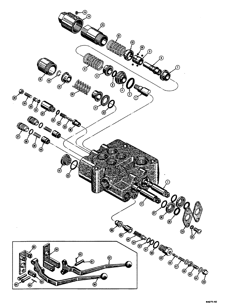 Схема запчастей Case 310E - (076) - D29615 HYDRAULIC CONTROL VALVE (07) - HYDRAULIC SYSTEM