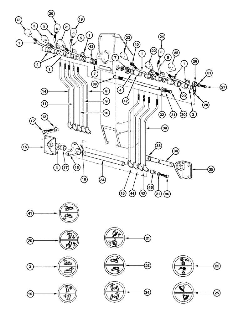 Схема запчастей Case 845 - (09-016[01]) - OPERATION LEVERS - ASSEMBLY (09) - CHASSIS