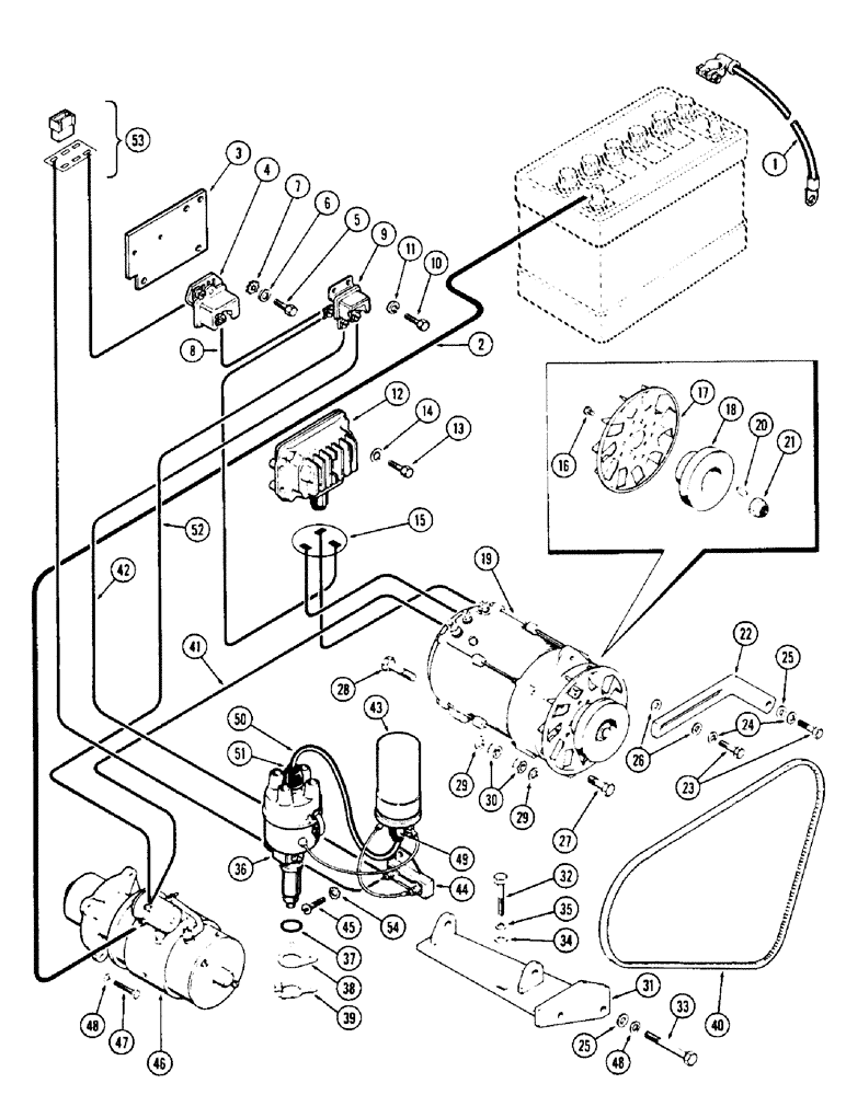 Схема запчастей Case W5A - (084) - ELECTRICAL EQUIPMENT AND WIRING, (188) SPARK IGNITION ENGINE W/ ALTERNATOR SYSTEM (04) - ELECTRICAL SYSTEMS