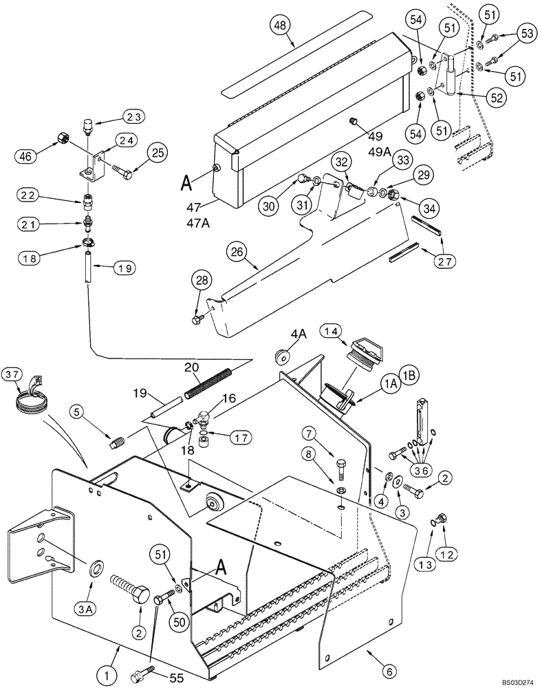 Схема запчастей Case 580SM - (09-36) - TANK, OIL - BOX, BATTERY AND TOOL (09) - CHASSIS/ATTACHMENTS