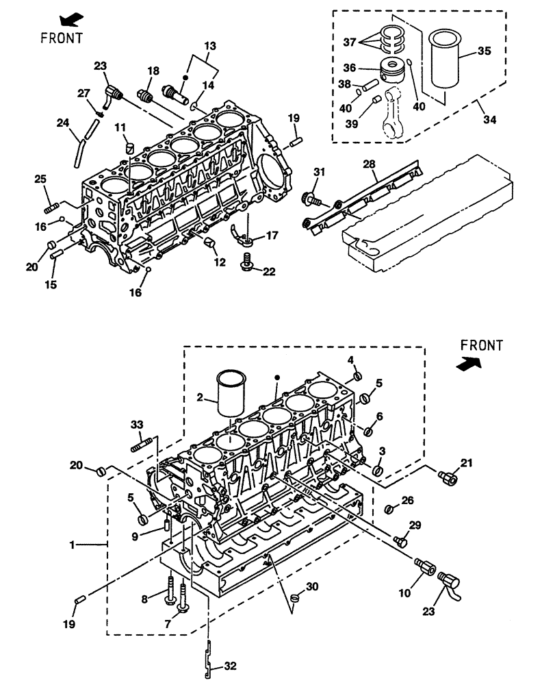 Схема запчастей Case CX350 - (02-047-00[01]) - CYLINDER BLOCK (03) - FUEL SYSTEM