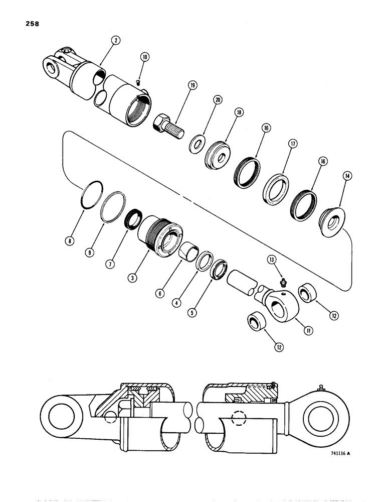 Схема запчастей Case W24B - (258) - G34316 CLAM CYLINDER, GLAND IS STAMPED WITH CYLINDER PART NUMBER (09) - CHASSIS