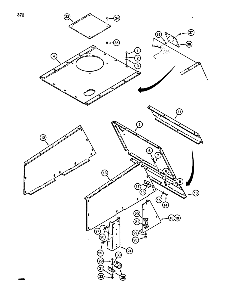 Схема запчастей Case W20 - (372) - HOOD AND FRONT PANEL (09) - CHASSIS/ATTACHMENTS