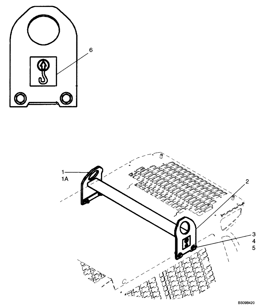 Схема запчастей Case 435 - (09-64) - LIFT HOOK - FRONT (09) - CHASSIS