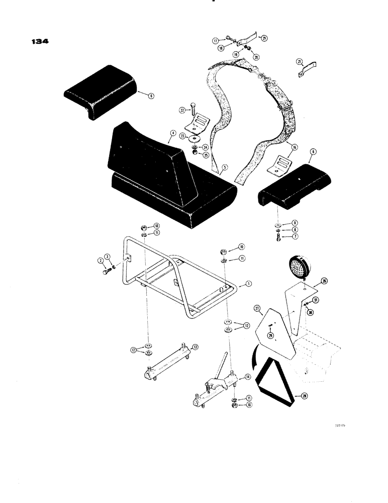 Схема запчастей Case 1150 - (134) - SEAT FRAME AND CUSHIONS (05) - UPPERSTRUCTURE CHASSIS